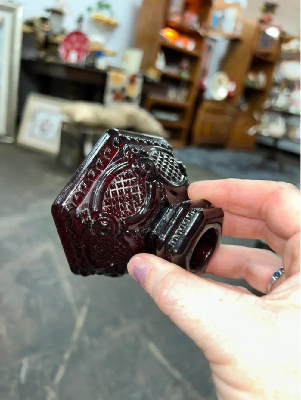 Vintage Ruby Avon candlestick holders